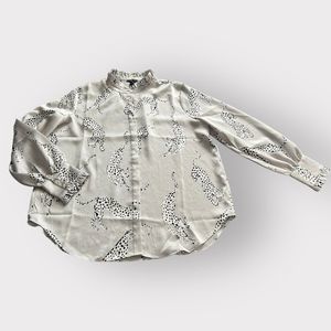 Ann Taylor Cream and Black Leopard Print Blouse